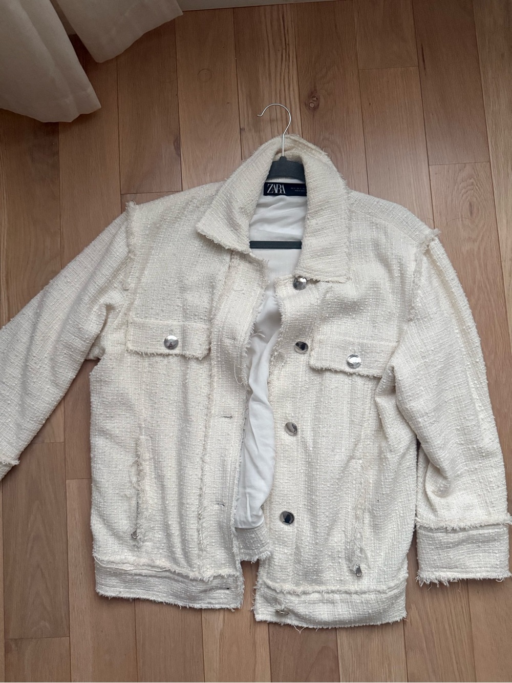 Zara Off-White Bouclé Collar Jacket